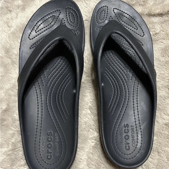 Crocs Iconic Comfort Kadee II Black Flip Flop Sandals Womens Size 11 - Picture 6 of 15